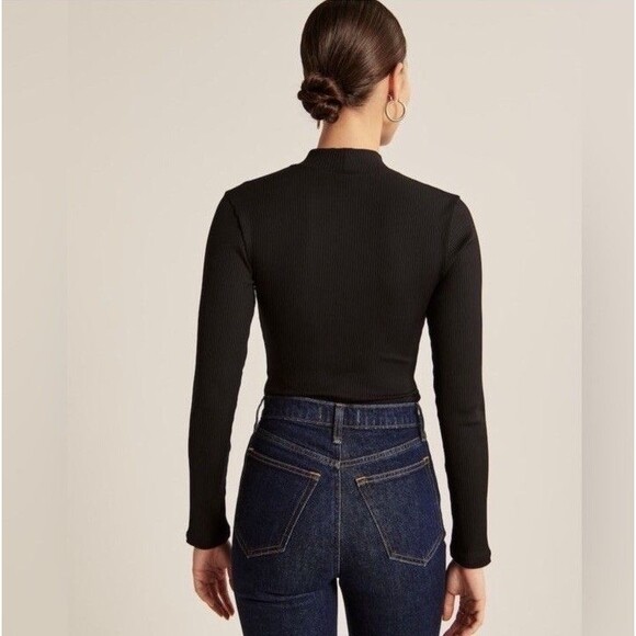 Abercrombie And Fitch Seamless Ribbed Zip Bodysuit Mock Neck Sz M - Picture 6 of 12